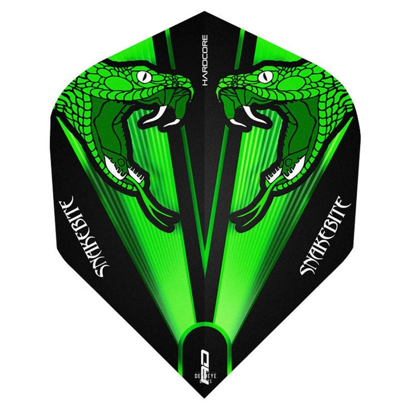 Red Dragon Hardcore Peter Wright Snakebite Green Transparent Dart Flights No2 Standard