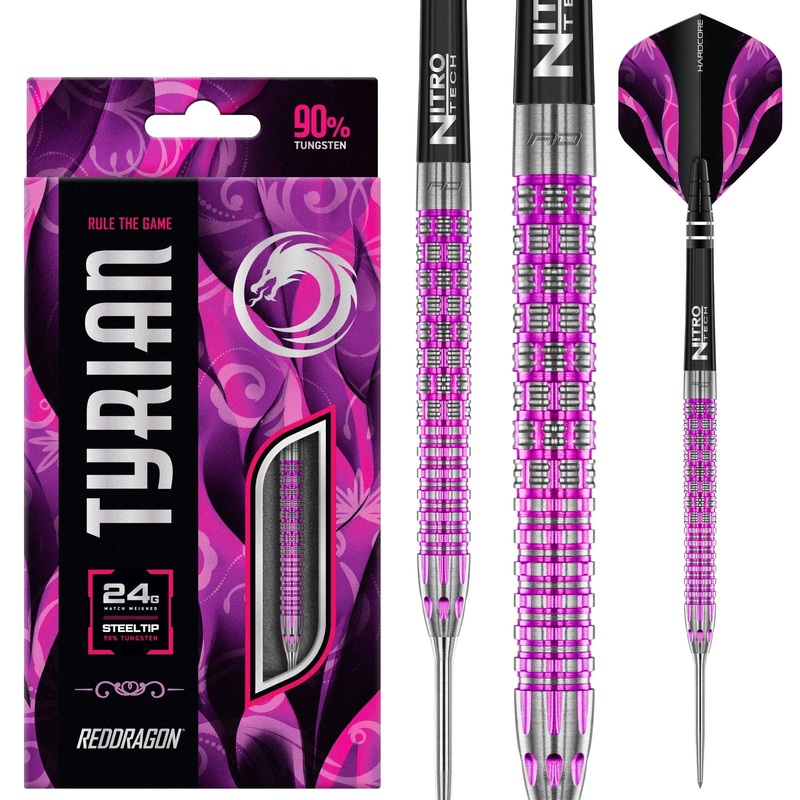 Red Dragon Tyrian Steel Tip Darts 90% Tungsten – 24gm