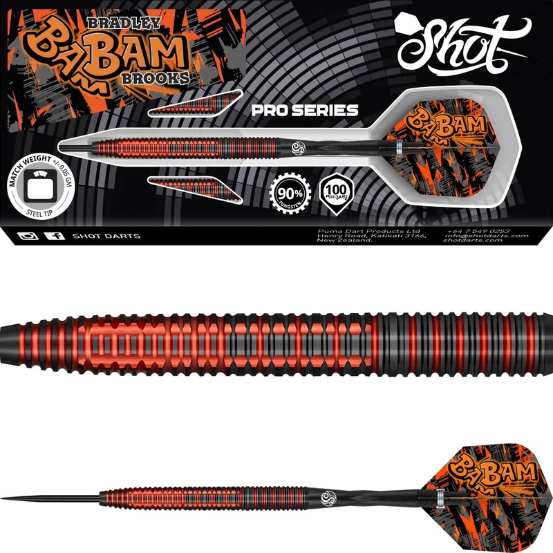 Shot – Bradley Brooks Darts – Steel Tip – 90% Tungsten – 23g 25g 23 grams
