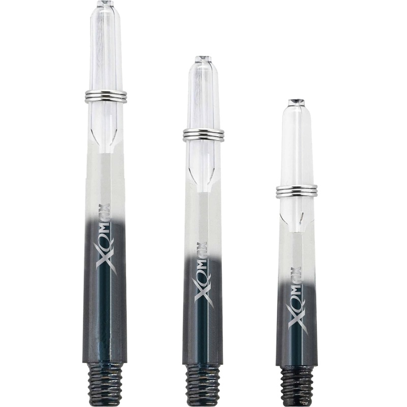 *XQMax Gradient Polycarbonate Dart Shafts – with Logo – includes Springs – Transparent & Black Medium
