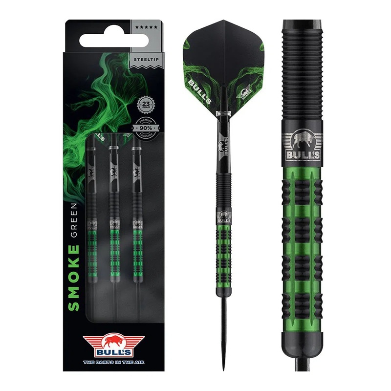 Bull’s NL Smoke Green 90% Tungsten Steel Tip Darts 23 GRAM