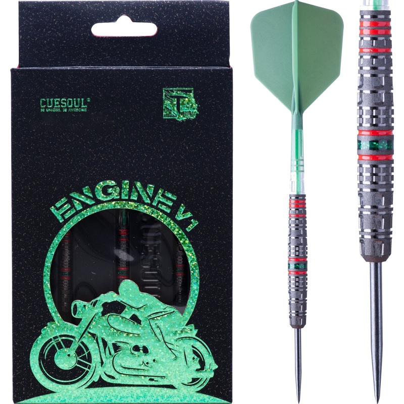 Cuesoul Engine V1 Darts – Steel Tip – 90% Tungsten – Hope Ring – Green 23g