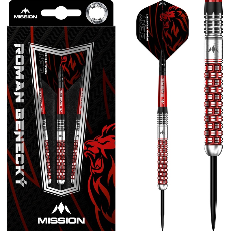 *Mission Roman Benecky Darts – Steel Tip – Black & Red 22g