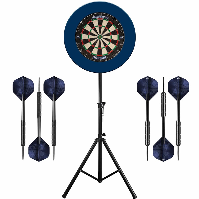 Mission Shogun Dartboard & Stand Set – Dart Board, Surround and Stand – Blue