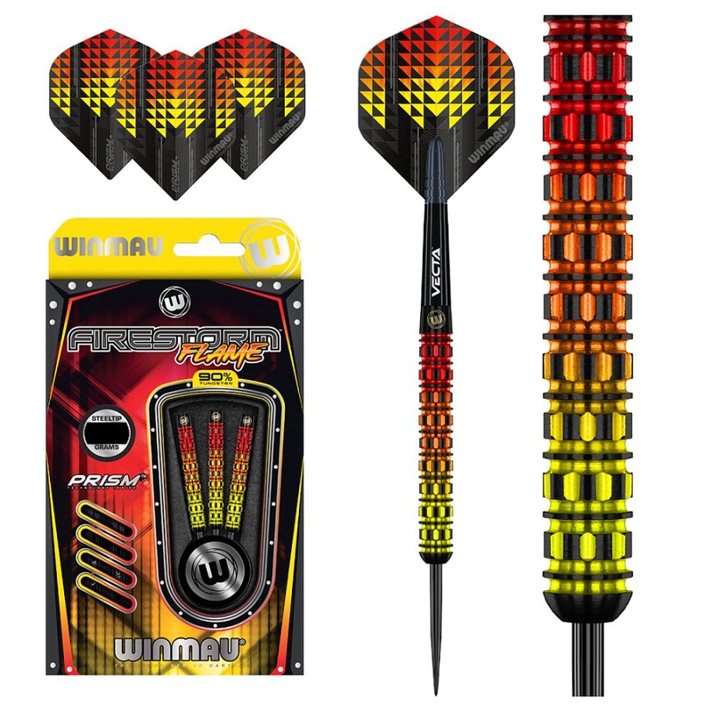 Winmau Firestorm Flame Style 2 90% Tungsten Steel Tip Darts 22 grams