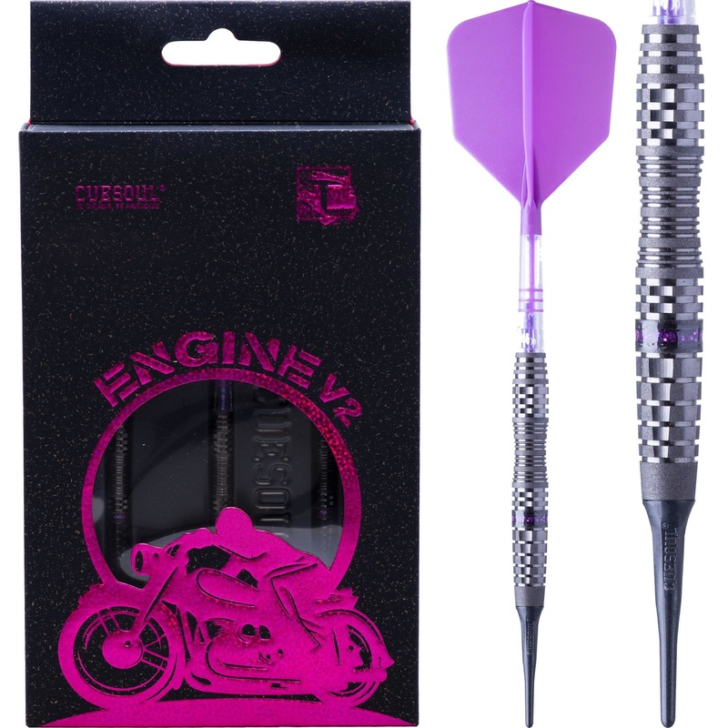 Cuesoul Engine V2 Darts – Soft Tip  – 90% Tungsten – Hope Ring – Purple 18g