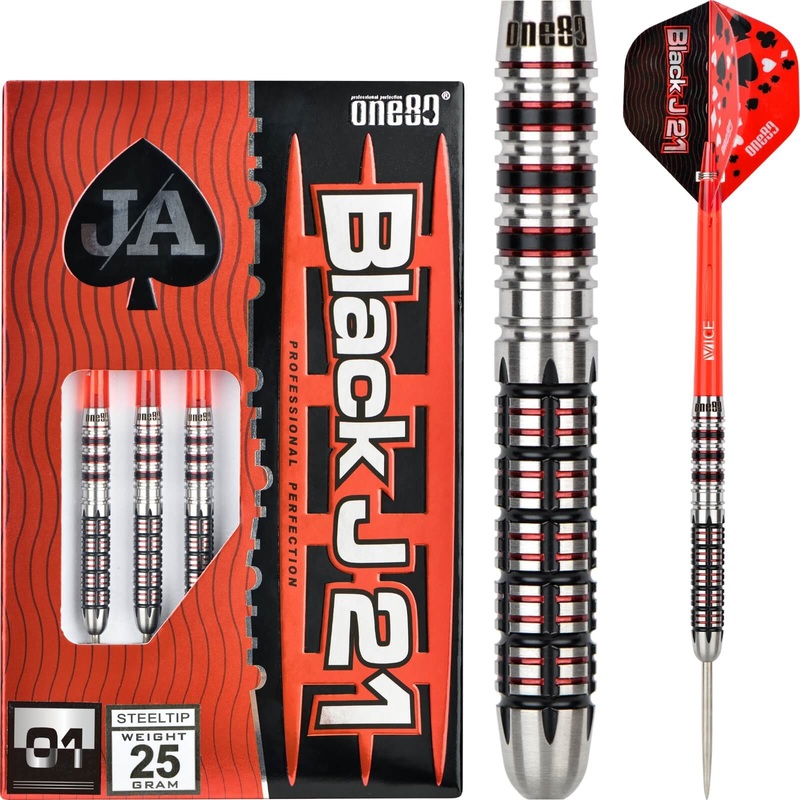 One80 – Black J21 01 Darts – Steel Tip – 90% Tungsten – 21g 23g 25g 21 grams