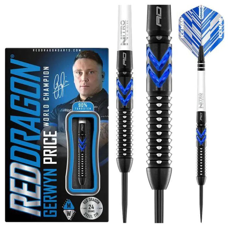 Red Dragon Gerwyn Price Blue Ice SE 90% Tungsten Steel Tip Darts 22 GRAM