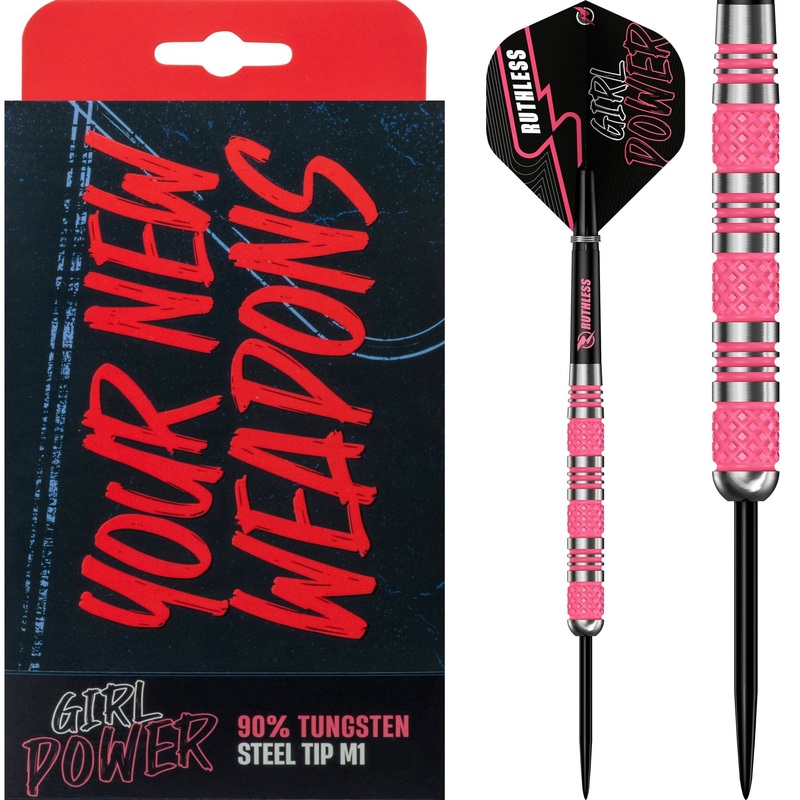 Ruthless Girl Power Darts – 90% Steel Tip Tungsten – Knurled – Pink 24g