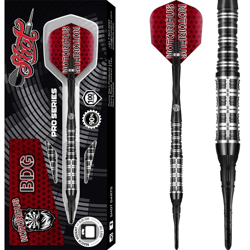 *Shot Pro Series Darts – Soft Tip Tungsten – Jason Watt – Notorious BDG 18g