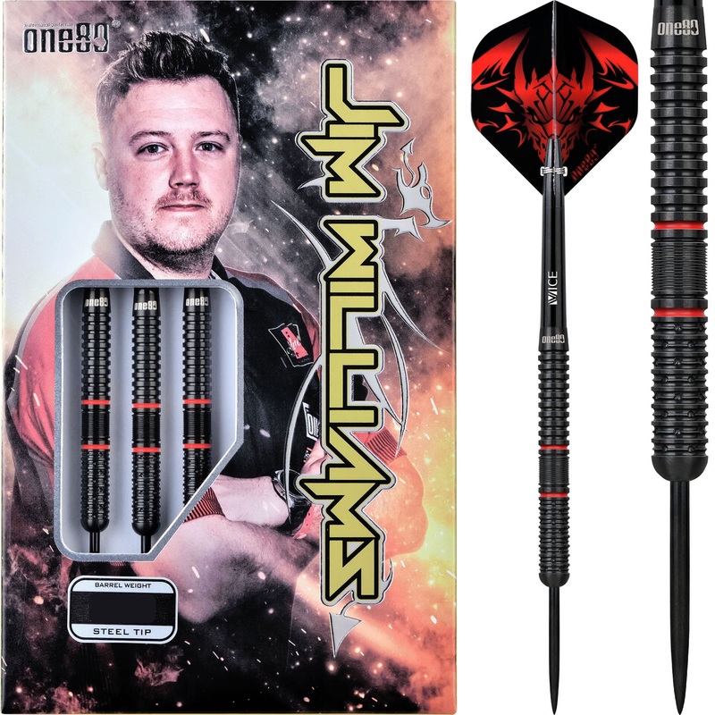 One80 Jim Williams Darts – Steel Tip – Black & Red 22g