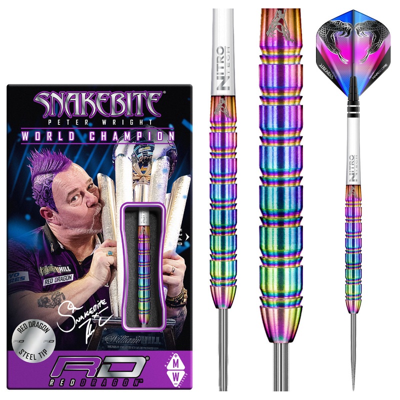 Peter Wright Snakebite 1 90% Tungsten Steel Tip Darts by Red Dragon 22 Gram