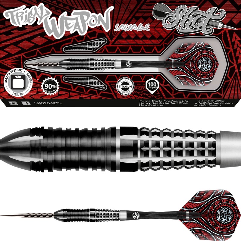 Shot – Tribal Weapon Savage Darts – Steel Tip – 90% Tungsten – 22g 23g 24g 25g 26g 22 grams