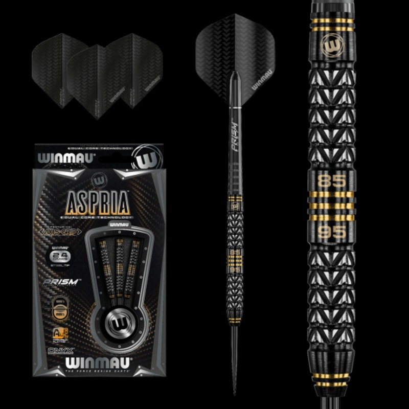 Winmau Aspria Steel Tip Dart Set  24 gram 95%/85% Tungsten alloy Dual Core technology