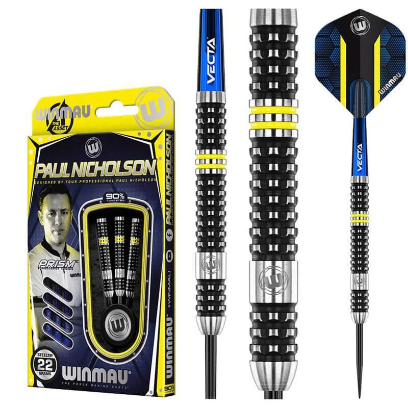 Winmau Paul Nicholson 90% Tungsten Steel Tip Darts 22 GRAM