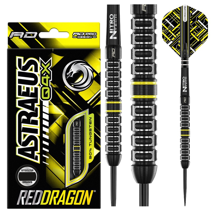 Astraeus Q4X Parallel 90% Tungsten Steel Tip Darts by Red Dragon 22 Gram