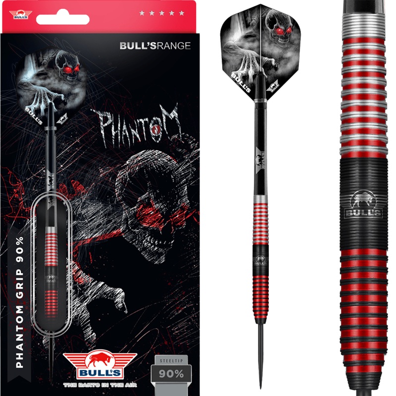 Bull’s NL Phantom Grip Red 90% Tungsten 24 gram Steel Tip Dart Set