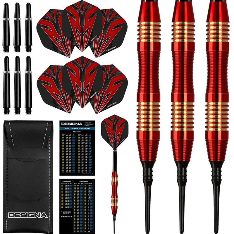 Designa Mako Soft Tip Darts – Barrel Weight 19gram Electro Brass Shark Grip 21 grams