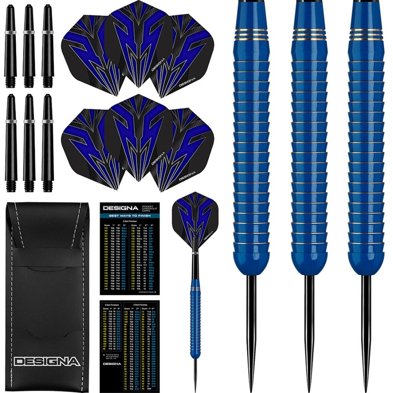 Designa Mako  Steel Tip Darts Electro Brass Shark Grip Blue 22 grams