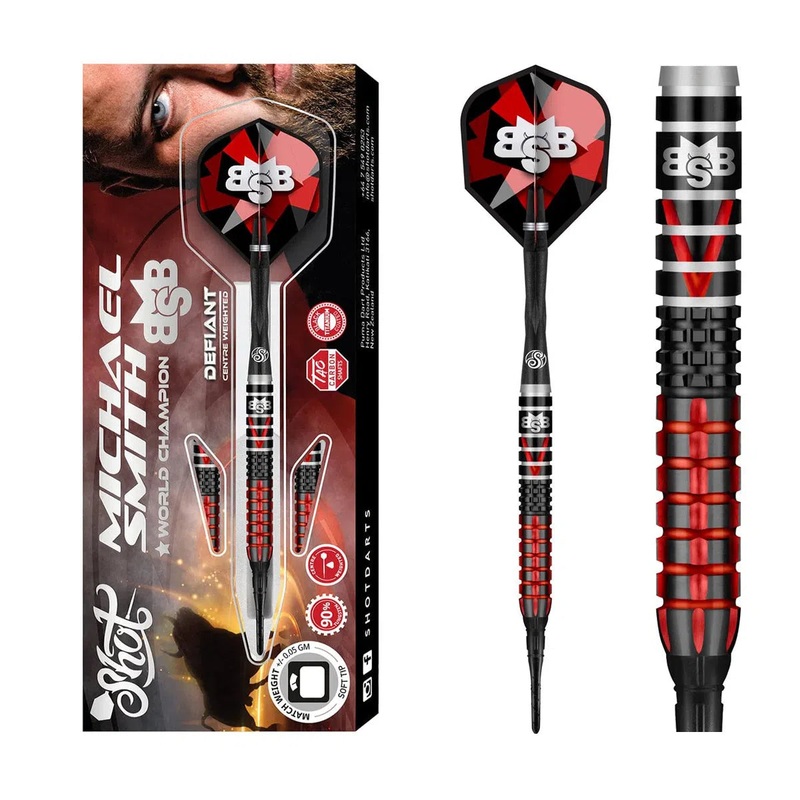 Shot Michael Smith Defiant 90% Soft Tip Darts 18 GRAM