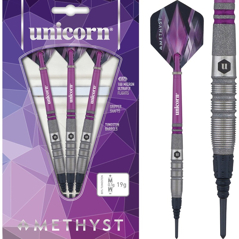 *Unicorn Amethyst Darts – Soft Tip – Utech – Style 3 – Sandblasted 19g