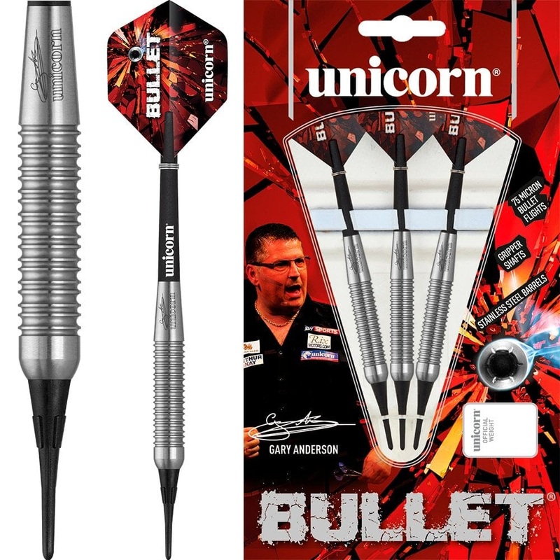 Unicorn Bullet Darts – Soft Tip Stainless Steel – GA1 – Gary Anderson 16g