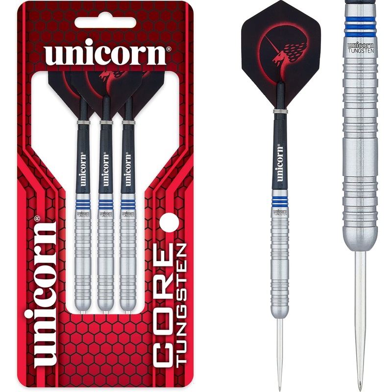 Unicorn Core Tungsten Darts – Steel Tip – Style 1 – Blue Ring 22g