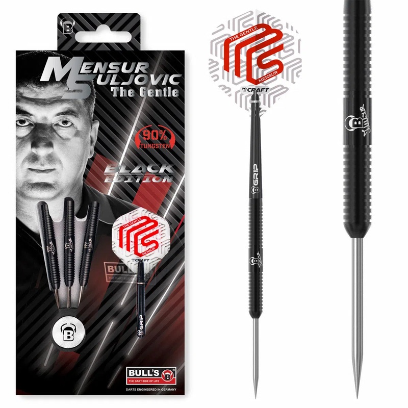 Bull’s DE Mensur Suljovic The Gentle Black Edition 90% Tungsten Steel Tip Darts 21 GRAM