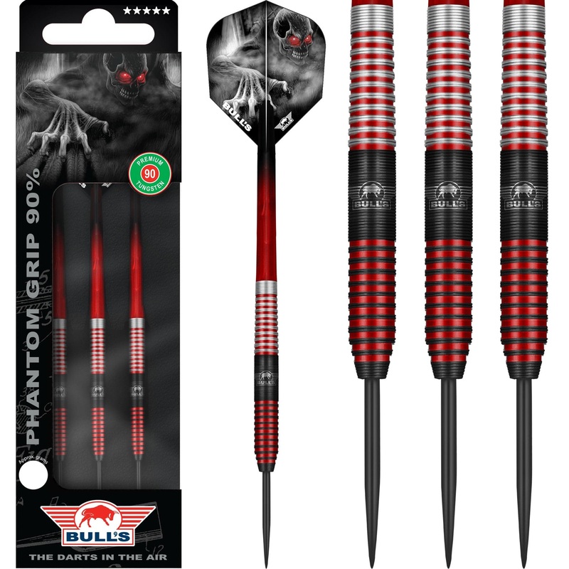 *Bulls Phantom Grip Darts – Steel Tip – Micro Ring Grip – Red 23g