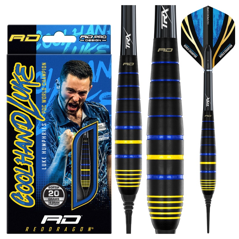 Luke Humphries World Champion Brass Soft Tip Darts by Red Dragon 18 Gram