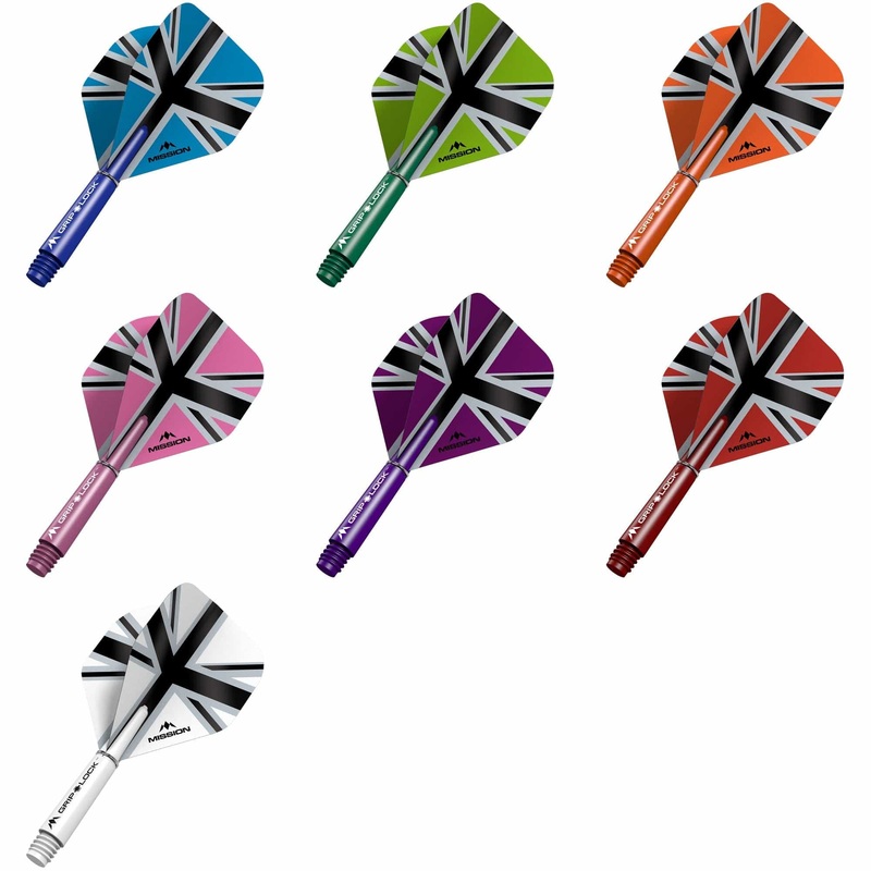 Mission Alliance X Black No2 Dart Flights Combo With Griplock Shafts Blue Short