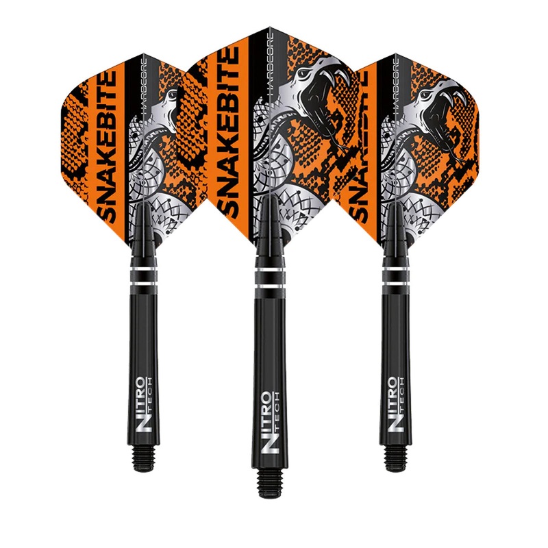 Peter Wright Snakebite Nitrotech & Hardcore Combo – Black & Orange by Red Dragon – 3 Sets