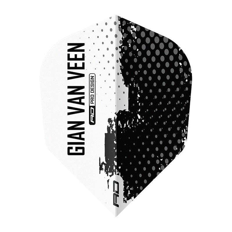 Red Dragon Gian van Veen Black & White Dart Flights No6 Shape