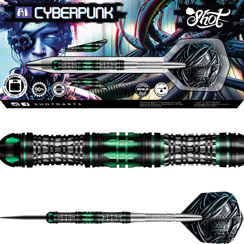 Shot – AI Cyberpunk Darts – Steel Tip – 90% Tungsten – 23g 24g 25g 23 grams