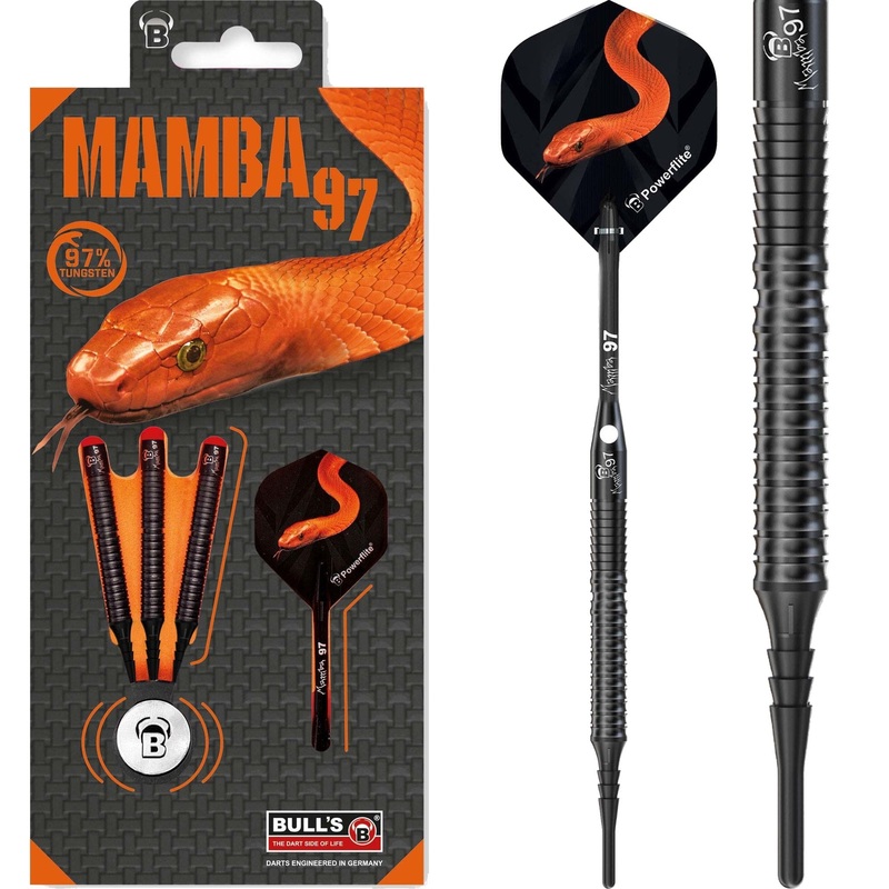 BULL’S Mamba 97 Darts – Soft Tip – M6 – Black Titanium 18g