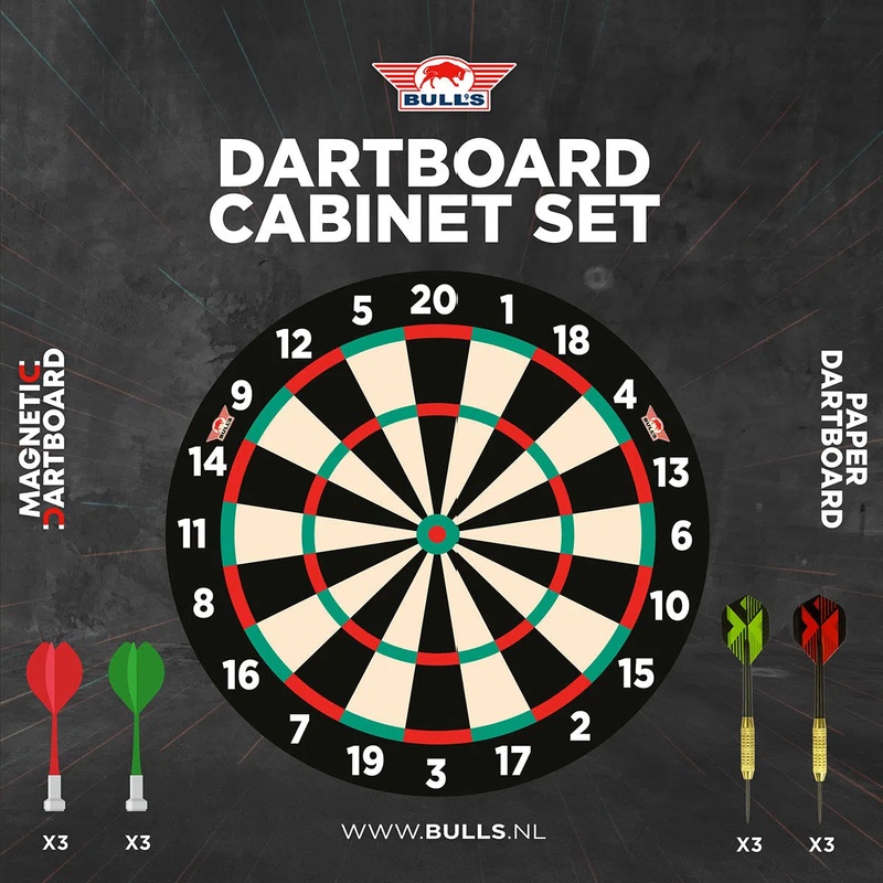 Bull’s NL Magentic Paper Dartboard Cabinet Set