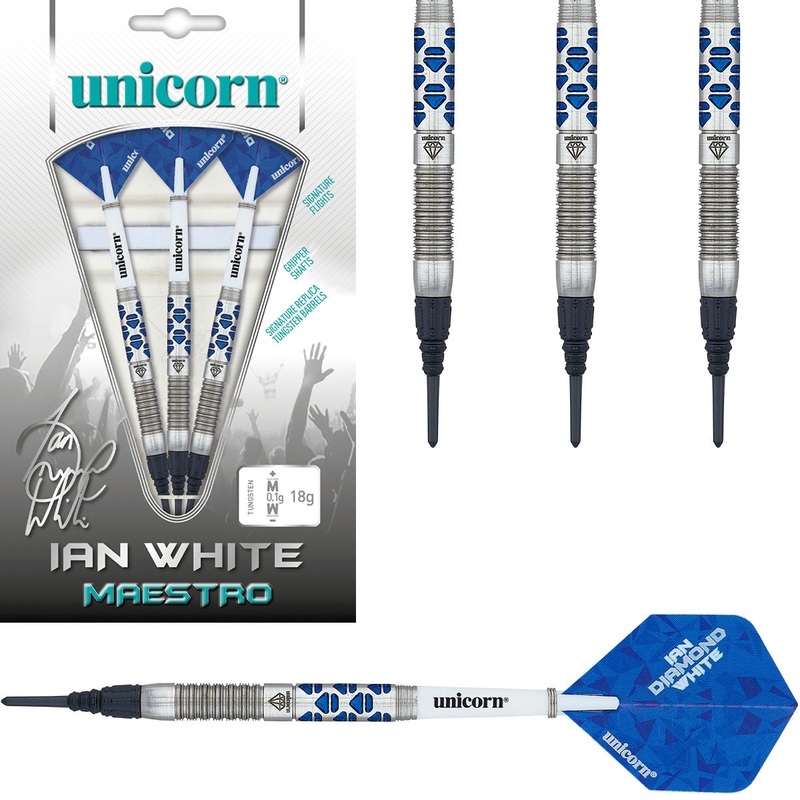 Ian White Phase 2 Maestro 90% Tungsten Soft Tip Darts by Unicorn 18 Gram