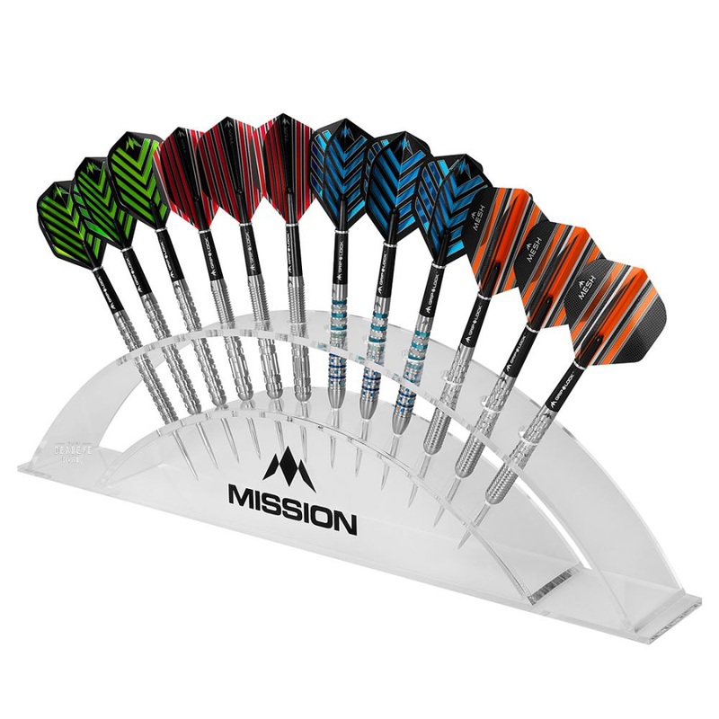 Mission Station 12 Darts Display Holds 12 Darts Angled Design Transparent Acrylic Arc Dart Stand