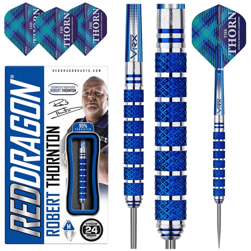 Robert Thornton Seniors World Champion Cobalt SE 95% Tungsten Steel Tip Darts by Red Dragon 24 Gram