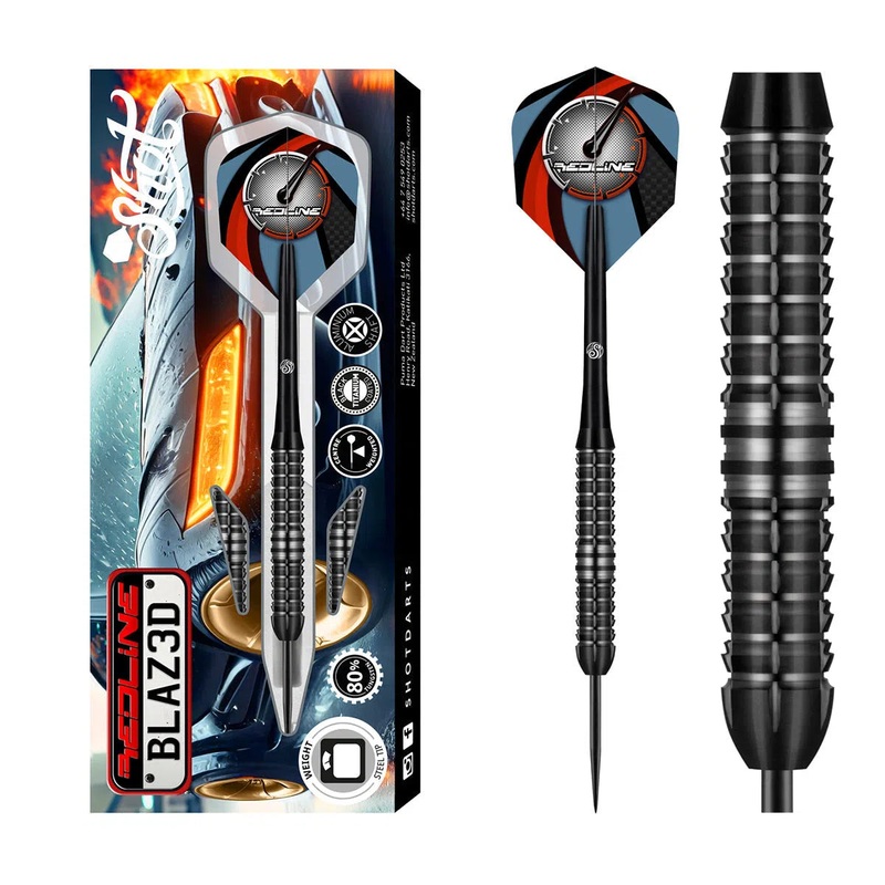 Shot Redline BLAZ3D 80% Tungsten Steel Tip Darts 22 GRAM
