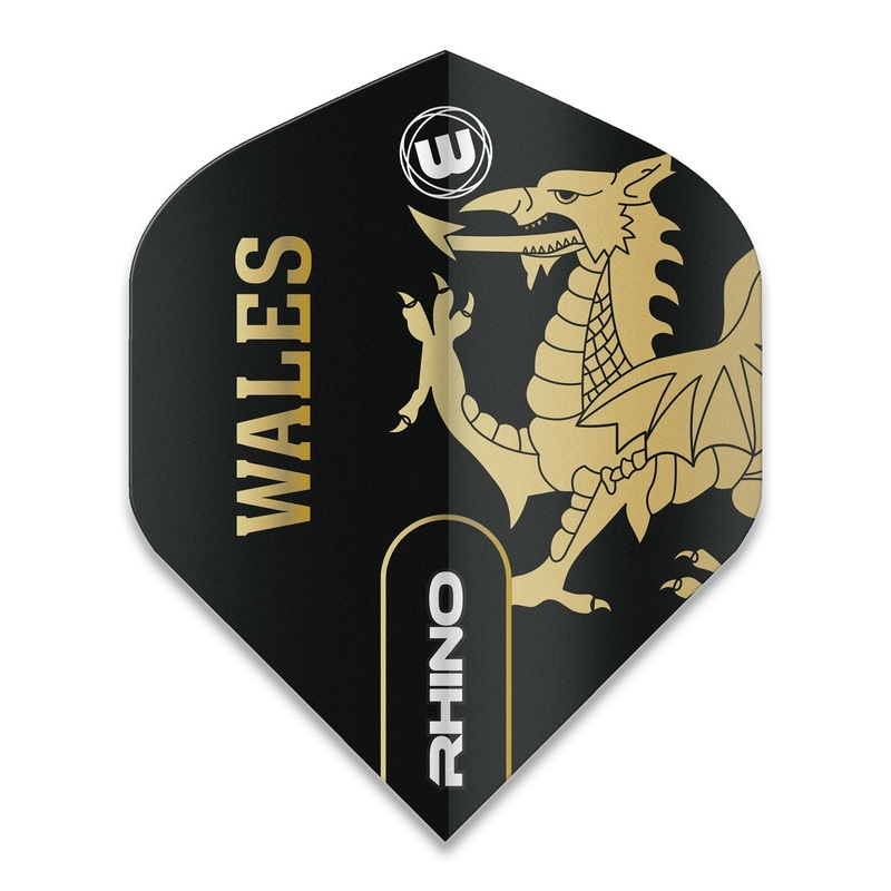 Winmau Rhino Extra Thick Standard Welsh / Wales Dart Flights 100 Micron 6905-201 Black / Gold