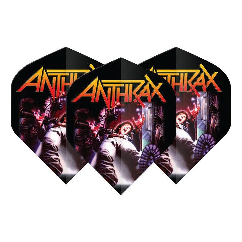 Winmau Rock Band Extra Thick Standard Anthrax Logo Black & Orange Flights
