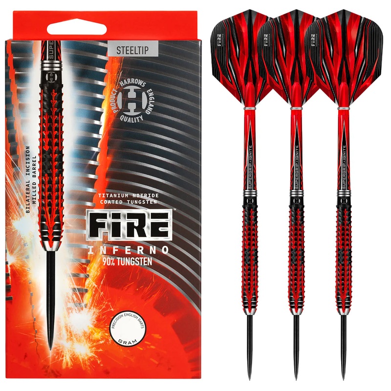 Harrows Fire Inferno – Steel Tip Darts – 90% Tungsten – 21g