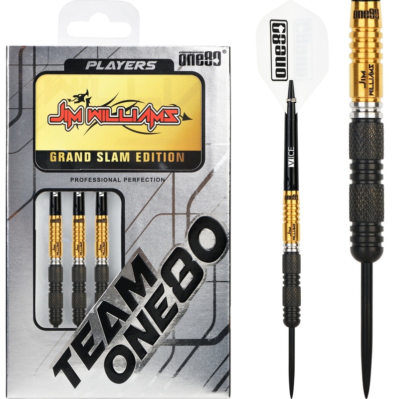 One80 Jim Williams Darts – Steel Tip – Black & Gold – 25g 25g