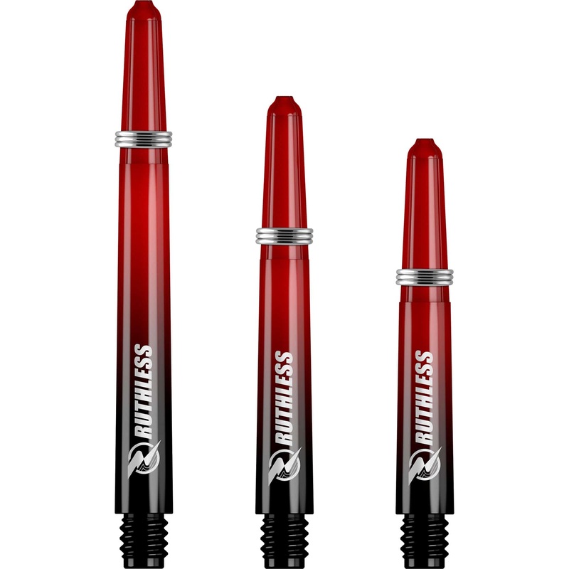 Ruthless Deflectagrip Dart Shafts – Two Tone – Polycarbonate Stems with Springs – Red Medium