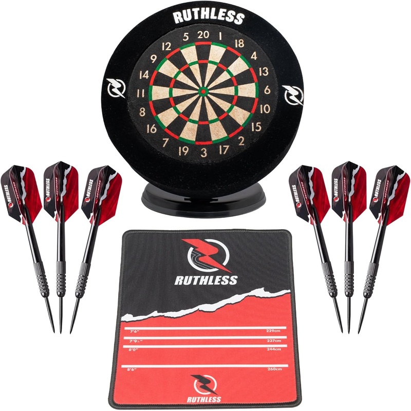 Ruthless Mini Desktop Dartboard Complete Set – Surround, Darts & Mat