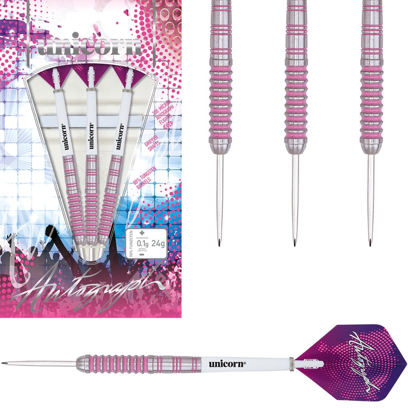 Unicorn Autograph Pink Ringed 80% Tungsten Steel Tip Darts 22 Gram