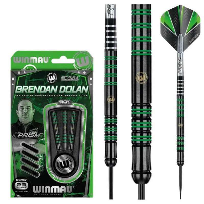 Winmau Brendan Dolan Black Onyx Darts 90% Tungsten Steel Tip Darts 23 GRAM