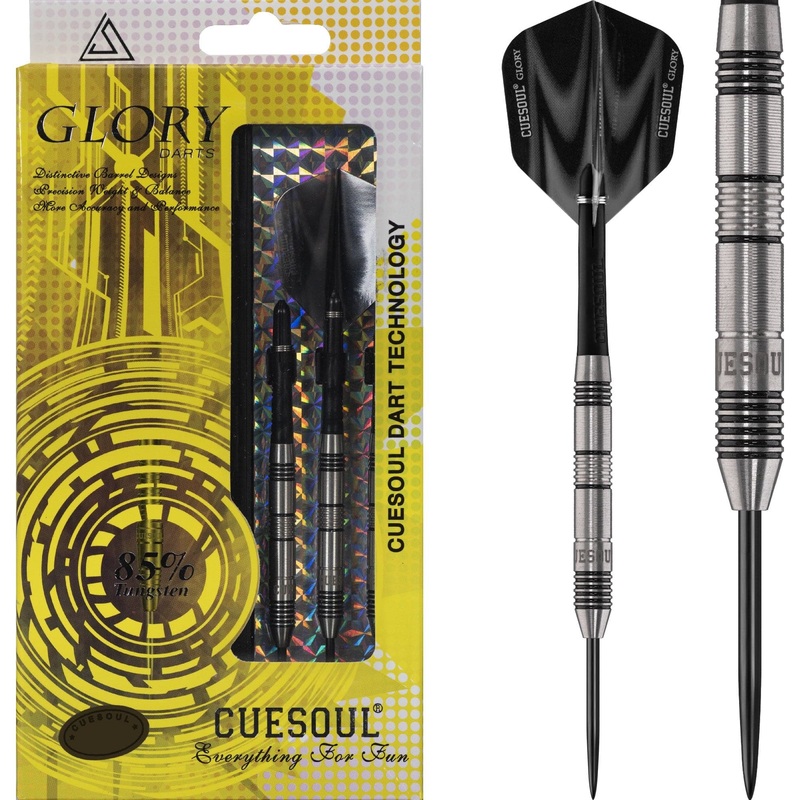 *Cuesoul – Steel Tip Tungsten Darts – Glory – Black Grooves – Micro Grip 22g