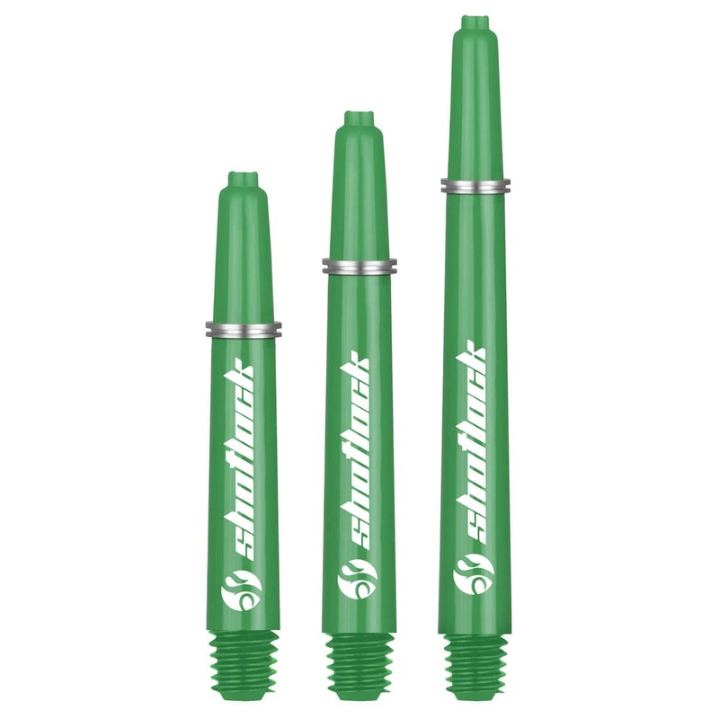 Shot Lock Dart Shafts – Durable Nylon Stems – with Shot Lock Rings – Green Short